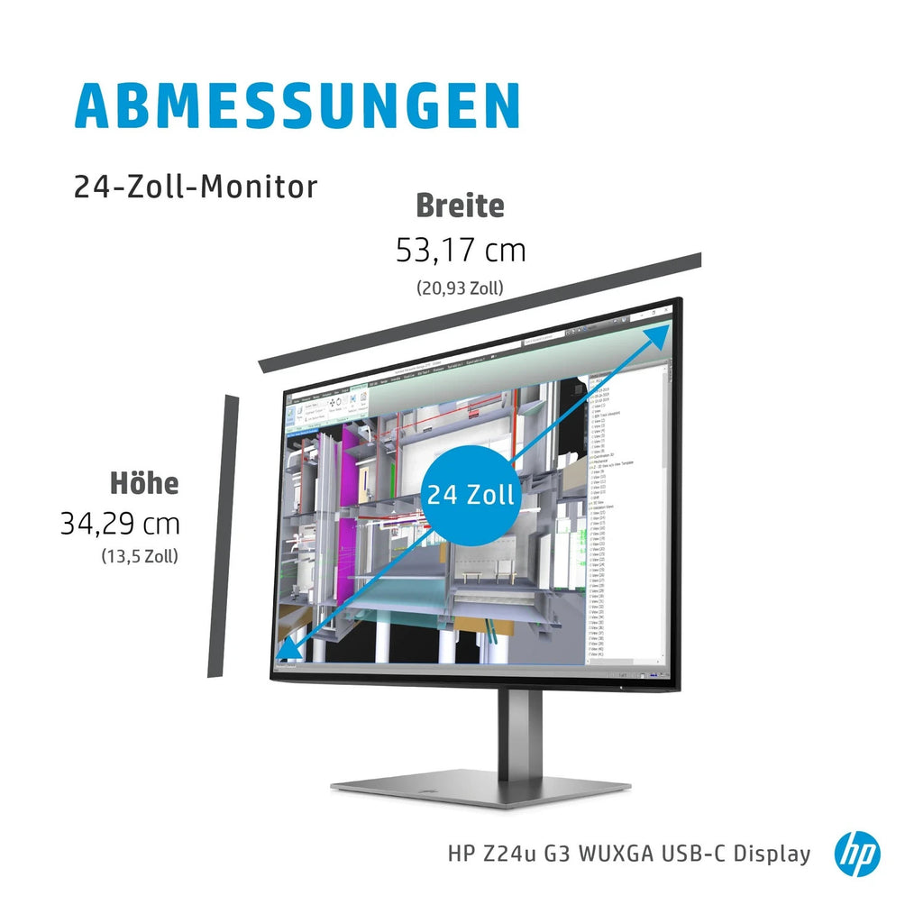 HP Z24u G3 24" WUXGA Monitor IPS 16:10 USB-C HDMI DP Pivot Silber B-Ware
