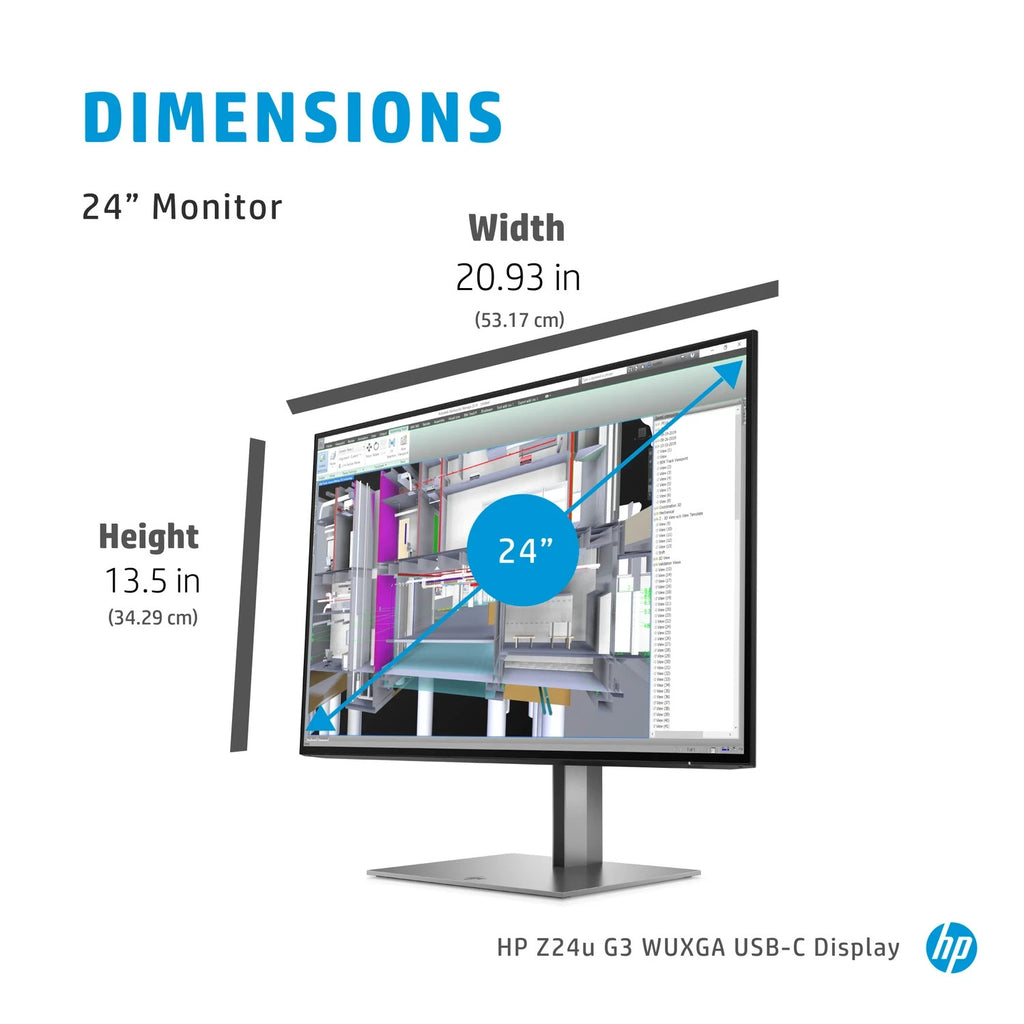 HP Z24u G3 24" WUXGA Monitor IPS 16:10 USB-C HDMI DP Pivot Silber B-Ware