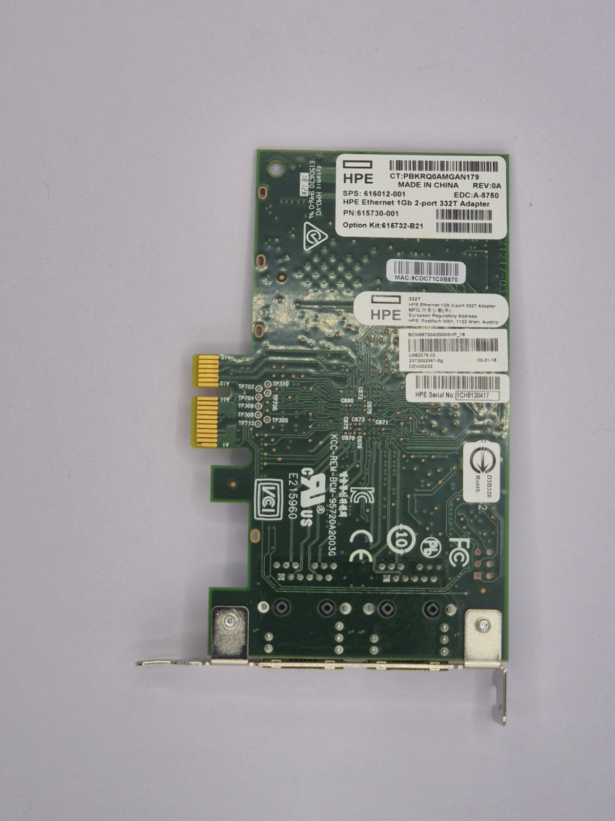 HPE 332T Dual 1GbE PCIe Server Netzwerkkarte Low Profile Ethernet Adapter