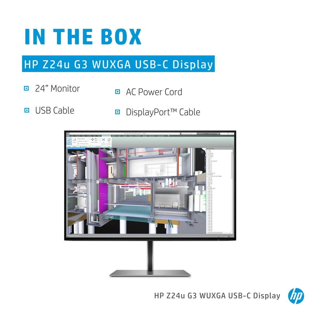 HP Z24u G3 24" WUXGA Monitor IPS 16:10 USB-C HDMI DP Pivot Silber B-Ware