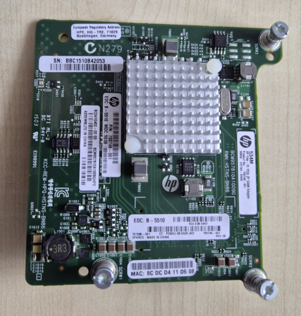 HPE 534M 2-Port 10GbE Mezzanine Server Ethernet Adapter – 700748-B21