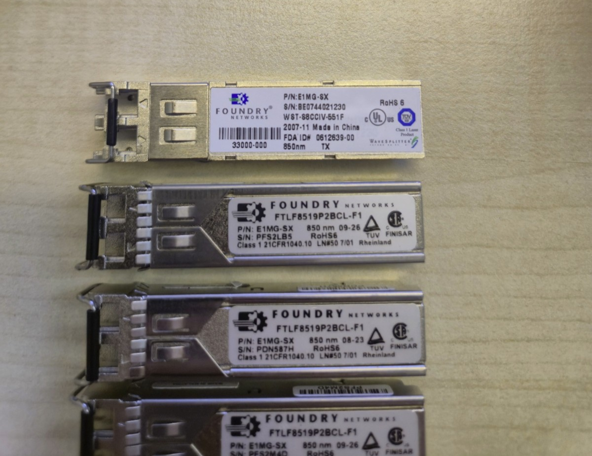 6x Foundry 1GbE SFP 850nm Short Wave Transceiver Module E1MG-SX