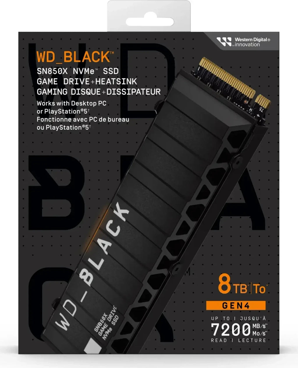 WD_BLACK SN850X 8TB NVMe SSD M.2 PCIe 4.0 7200MB/s Kühlkörper RGB