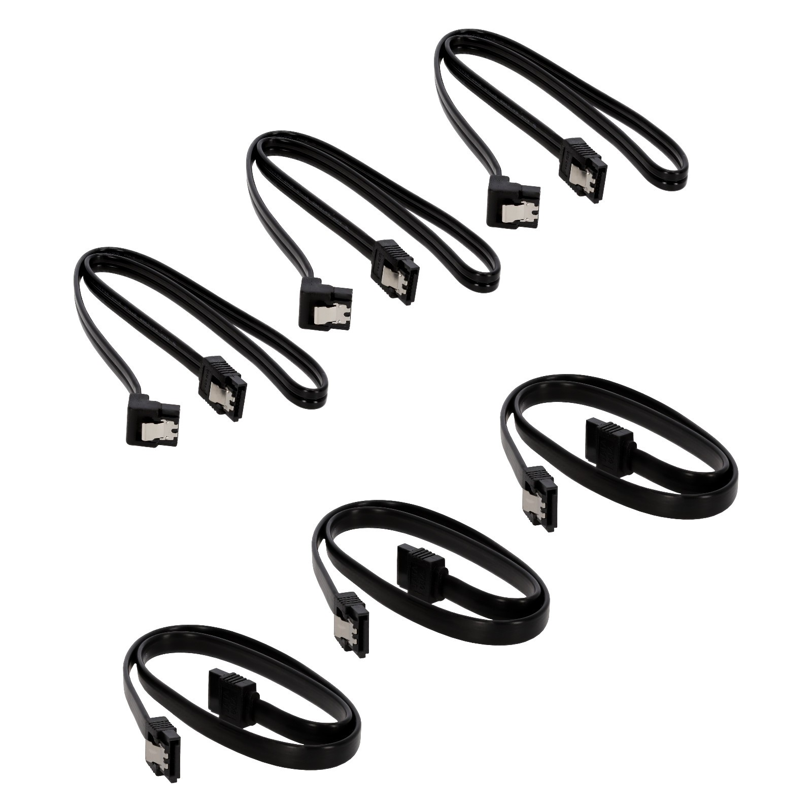 SATA Kabel gewinkelt 45cm 6Gb/s Datenkabel für SSD HDD Mainboard schwarz 6 Stück