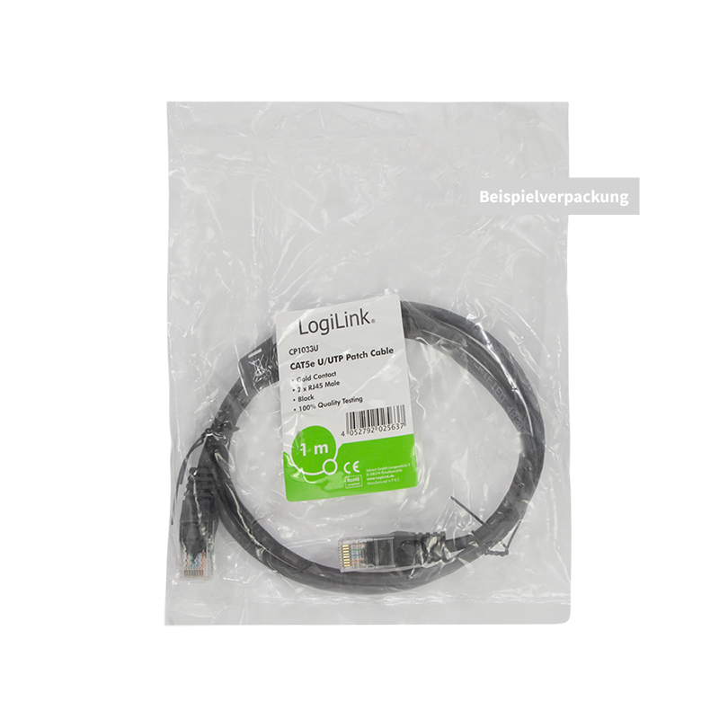 LogiLink Patchkabel EconLine, Netzwerkkabel, LAN, Cat.5e, U/UTP, schwarz, 1/3/5m