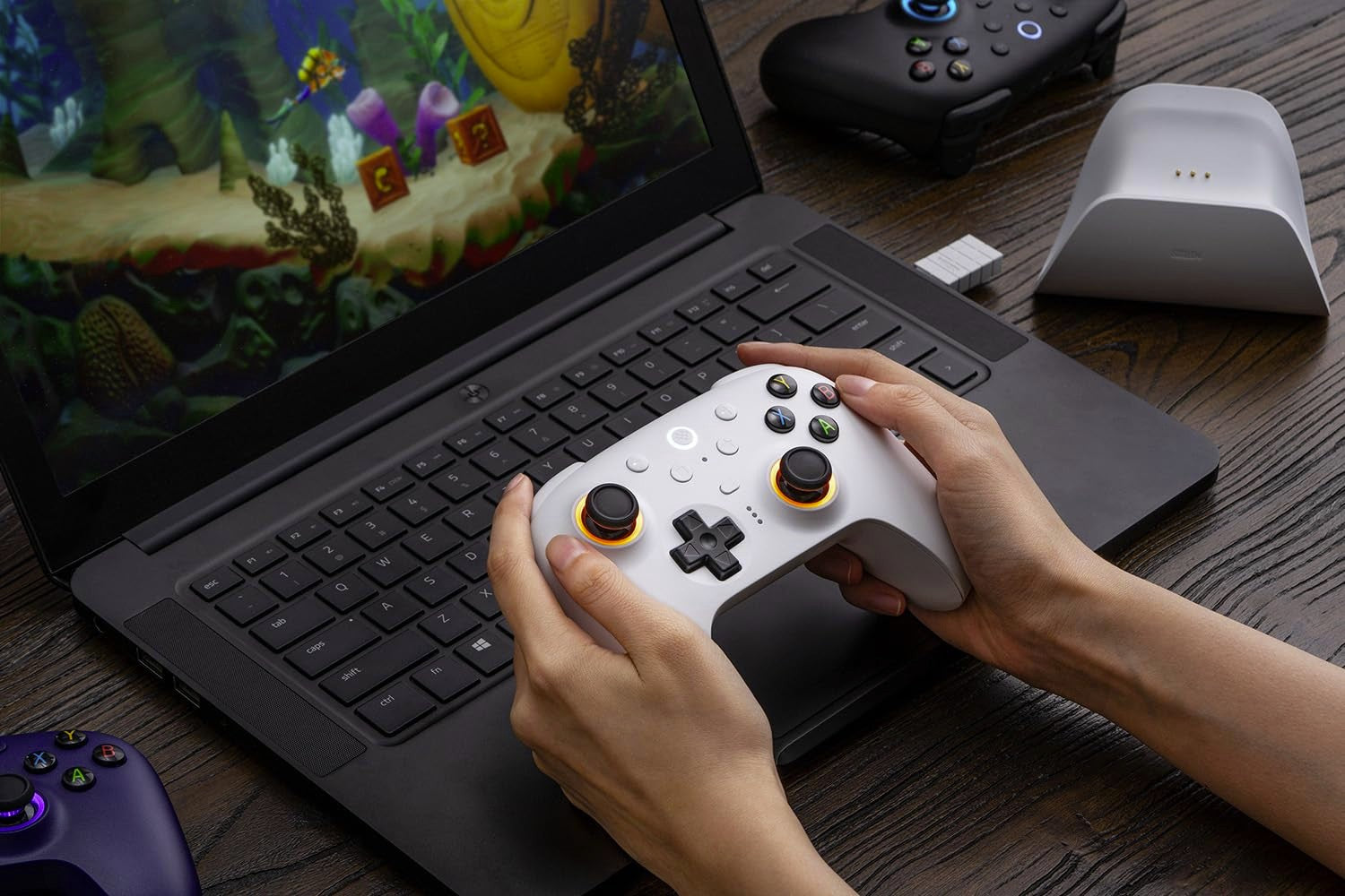 8BitDo Ultimate 2 Wireless 2.4G Controller TMR RGB Weiß PC Android Neu
