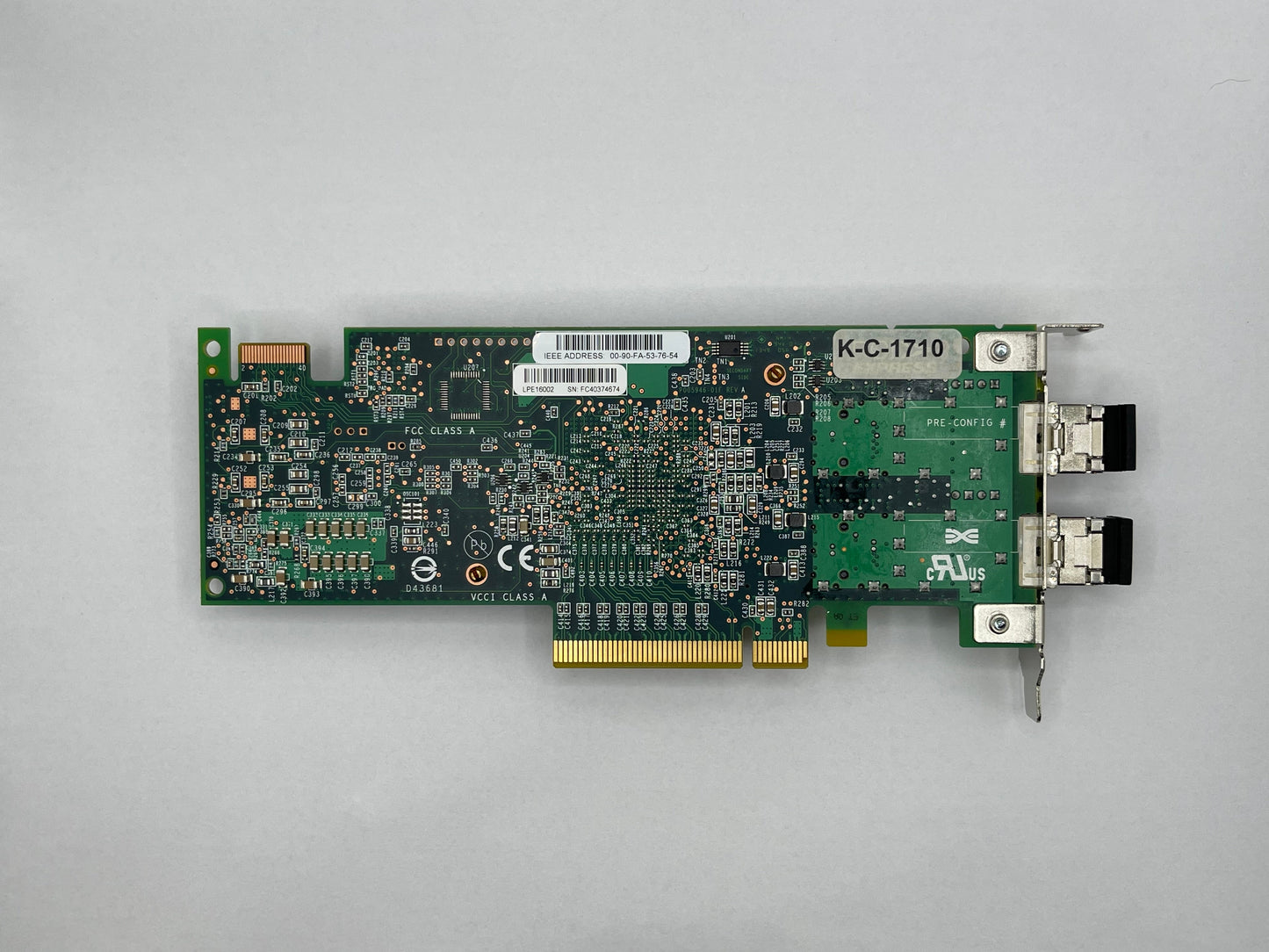 Emulex LPE16002 Dual-Port 16Gb/s PCIex8 FC Host Bus Adapter P005947-41C LP